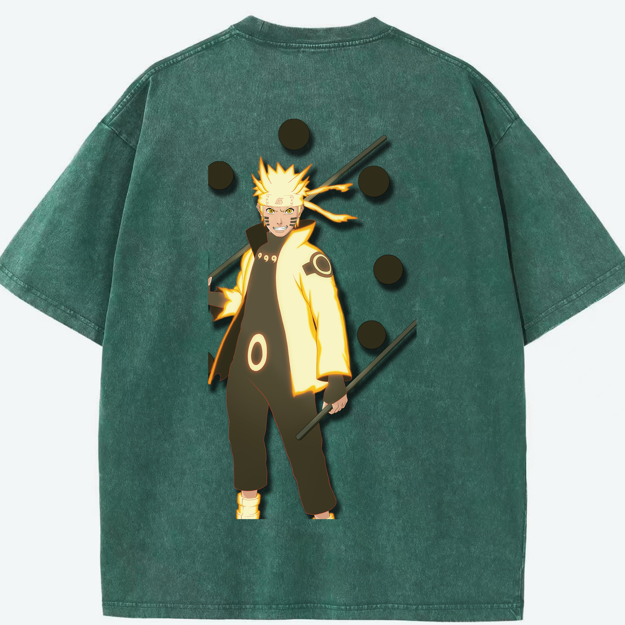 （画像用） NARUTO -ナルト- うずまき ナルト Uzumaki Naruto 綿100% ヴィンテージ風 半袖Tシャツ（背面プリント）